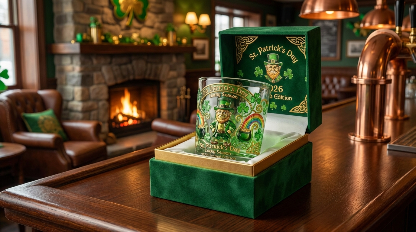 St. Patrick’s Day Lucky Leprechaun 2026 Limited Edition Premium 3D Relief Commemorative Whiskey Glass St. Patrick’s Day Lucky Leprechaun 2026 Limited Edition Premium 3D Relief Commemorative Whiskey Glass