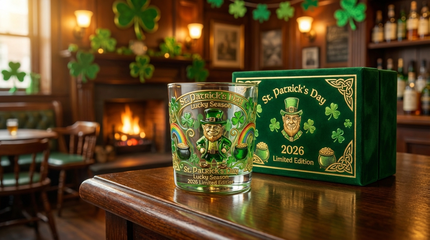 St. Patrick’s Day Lucky Leprechaun 2026 Limited Edition Premium 3D Relief Commemorative Whiskey Glass St. Patrick’s Day Lucky Leprechaun 2026 Limited Edition Premium 3D Relief Commemorative Whiskey Glass