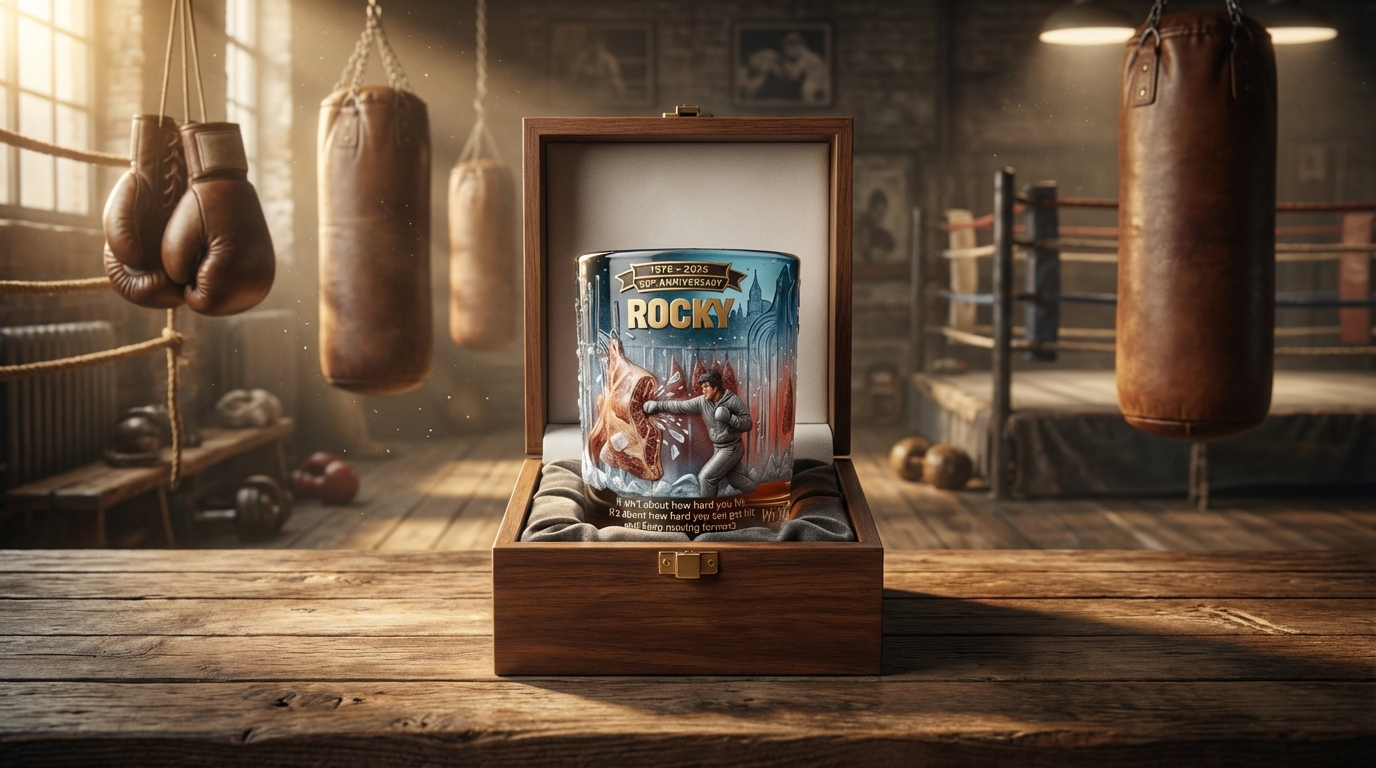 Rocky Balboa 50th Anniversary 1976-2026 Limited Edition Premium 3D Relief Commemorative Whiskey Glass Rocky Balboa 50th Anniversary 1976-2026 Limited Edition Premium 3D Relief Commemorative Whiskey Glass