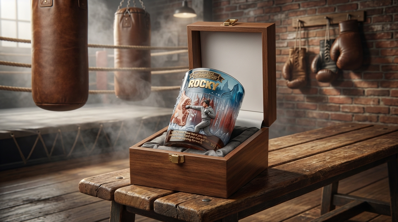 Rocky Balboa 50th Anniversary 1976-2026 Limited Edition Premium 3D Relief Commemorative Whiskey Glass Rocky Balboa 50th Anniversary 1976-2026 Limited Edition Premium 3D Relief Commemorative Whiskey Glass