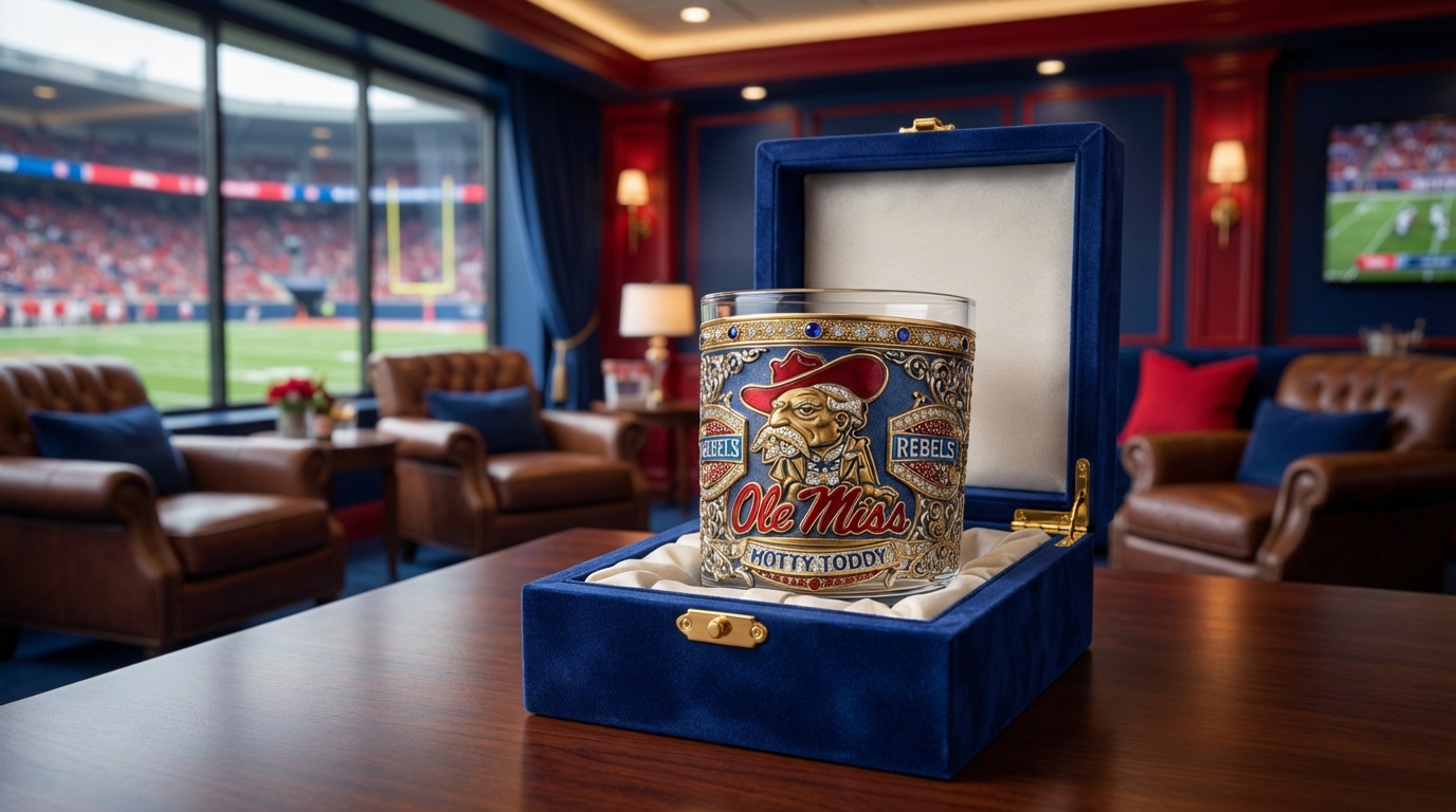 Ole Miss Rebels Hotty Toddy Premium 3D Relief Commemorative Glassware Whiskey Glass Ole Miss Rebels Hotty Toddy Premium 3D Relief Commemorative Glassware Whiskey Glass