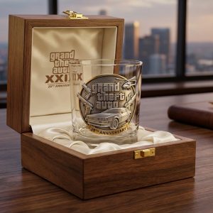 Grand Theft Auto GTA 29th Anniversary Limited Edition Premium 3D Relief Commemorative Whiskey Glass