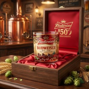 Budweiser 150th Anniversary Limited Edition Premium 3D Relief Collector Commemorative Whiskey Glass