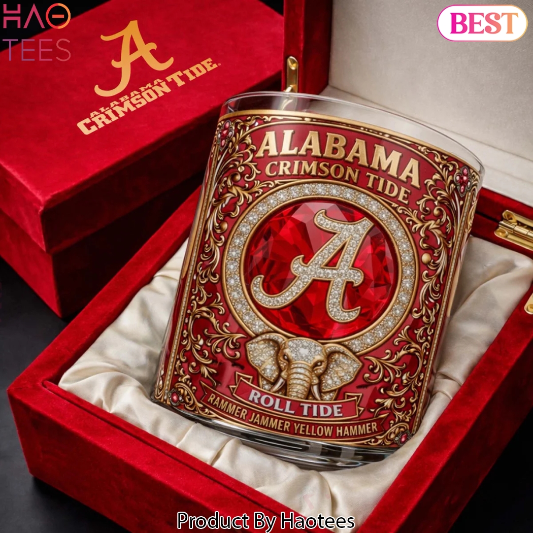 Alabama Crimson Tide Rammer Jammer Yellow Hammer Ornate Whiskey Glass Alabama Crimson Tide Rammer Jammer Yellow Hammer Ornate Whiskey Glass