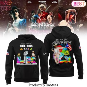 Bad Bunny Im Just Here Benito Bowl 2026 Design Hoodie – Black
