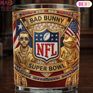 Bad Bunny NFL Super Bowl Commemorative 3D Whiskey Glass