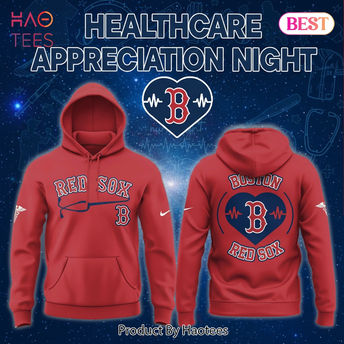 Boston Red Sox Healthcare Appreciation Heartbeat Pullover Hoodie Boston Red Sox Healthcare Appreciation Heartbeat Pullover Hoodie