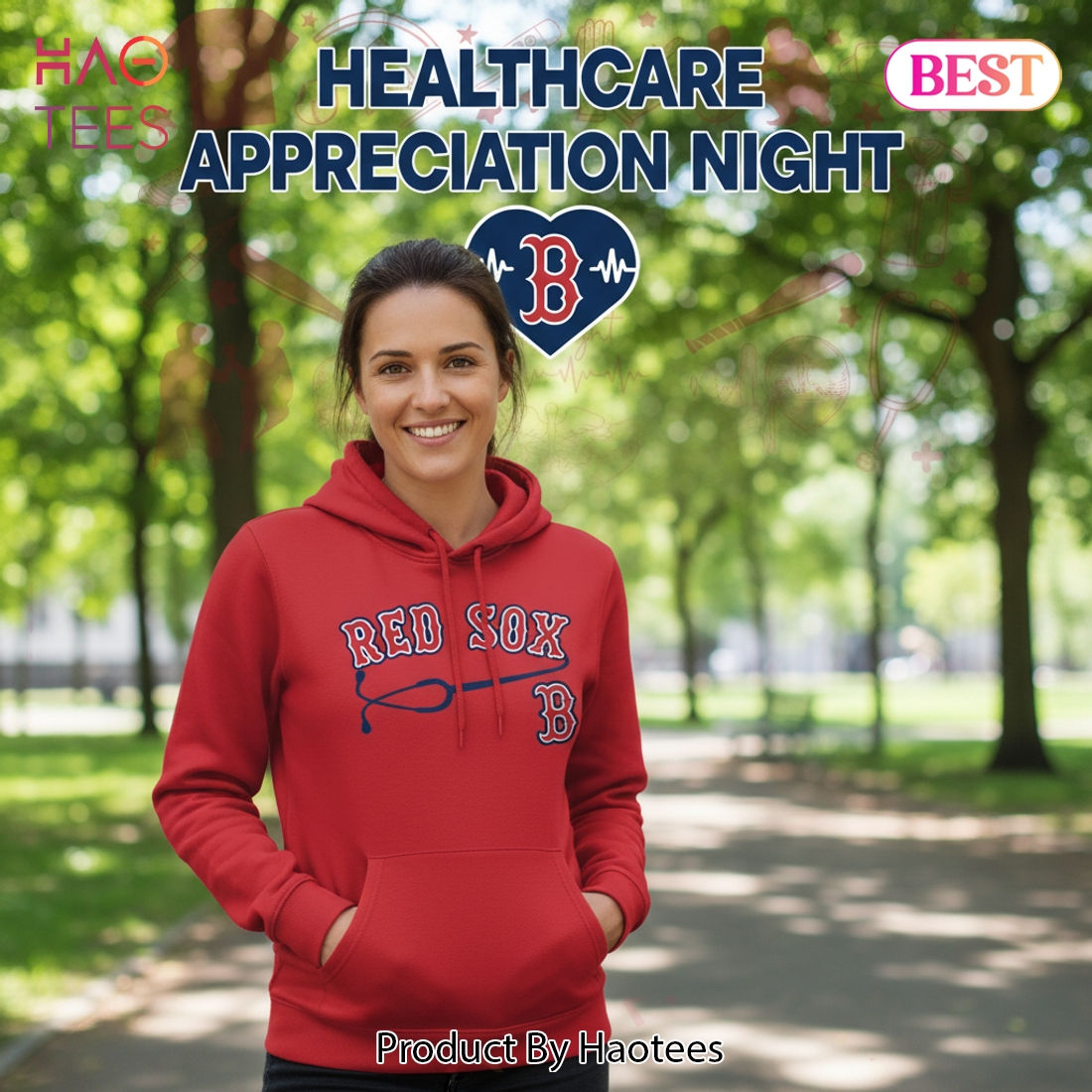 Boston Red Sox Healthcare Appreciation Heartbeat Pullover Hoodie Boston Red Sox Healthcare Appreciation Heartbeat Pullover Hoodie