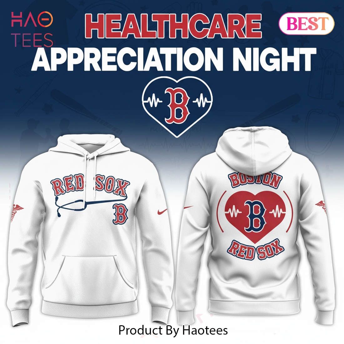 Boston Red Sox Healthcare Appreciation Night White Hoodie Boston Red Sox Healthcare Appreciation Night White Hoodie