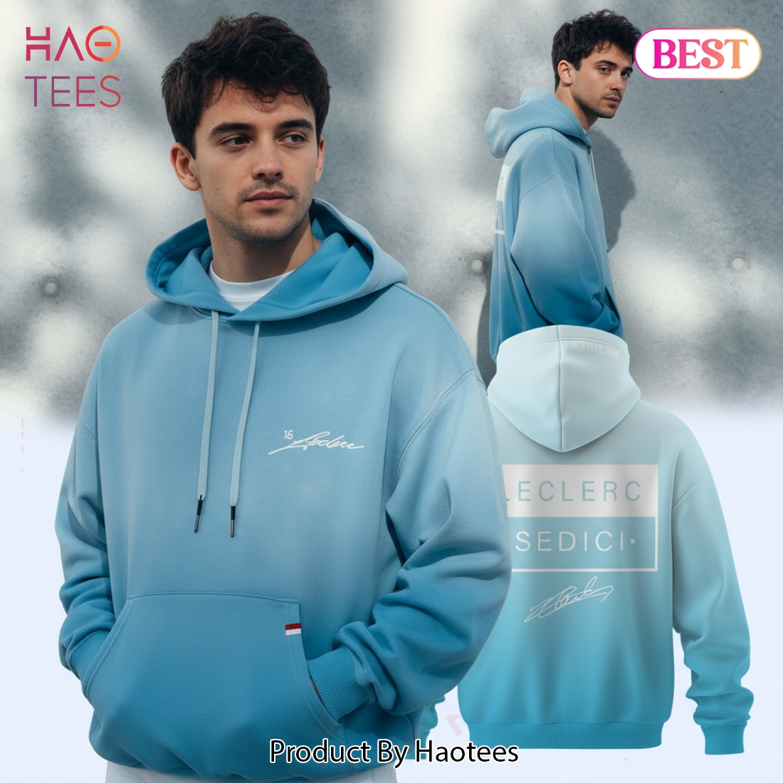 Charles Leclerc Sedici 16 F1 Gradient Pullover Hoodie Charles Leclerc Sedici 16 F1 Gradient Pullover Hoodie