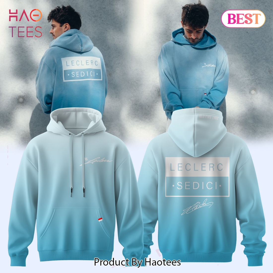 Charles Leclerc Sedici 16 F1 Gradient Pullover Hoodie Charles Leclerc Sedici 16 F1 Gradient Pullover Hoodie