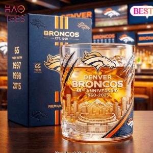 Denver Broncos 65Th Anniversary Commemorative Whiskey Glass