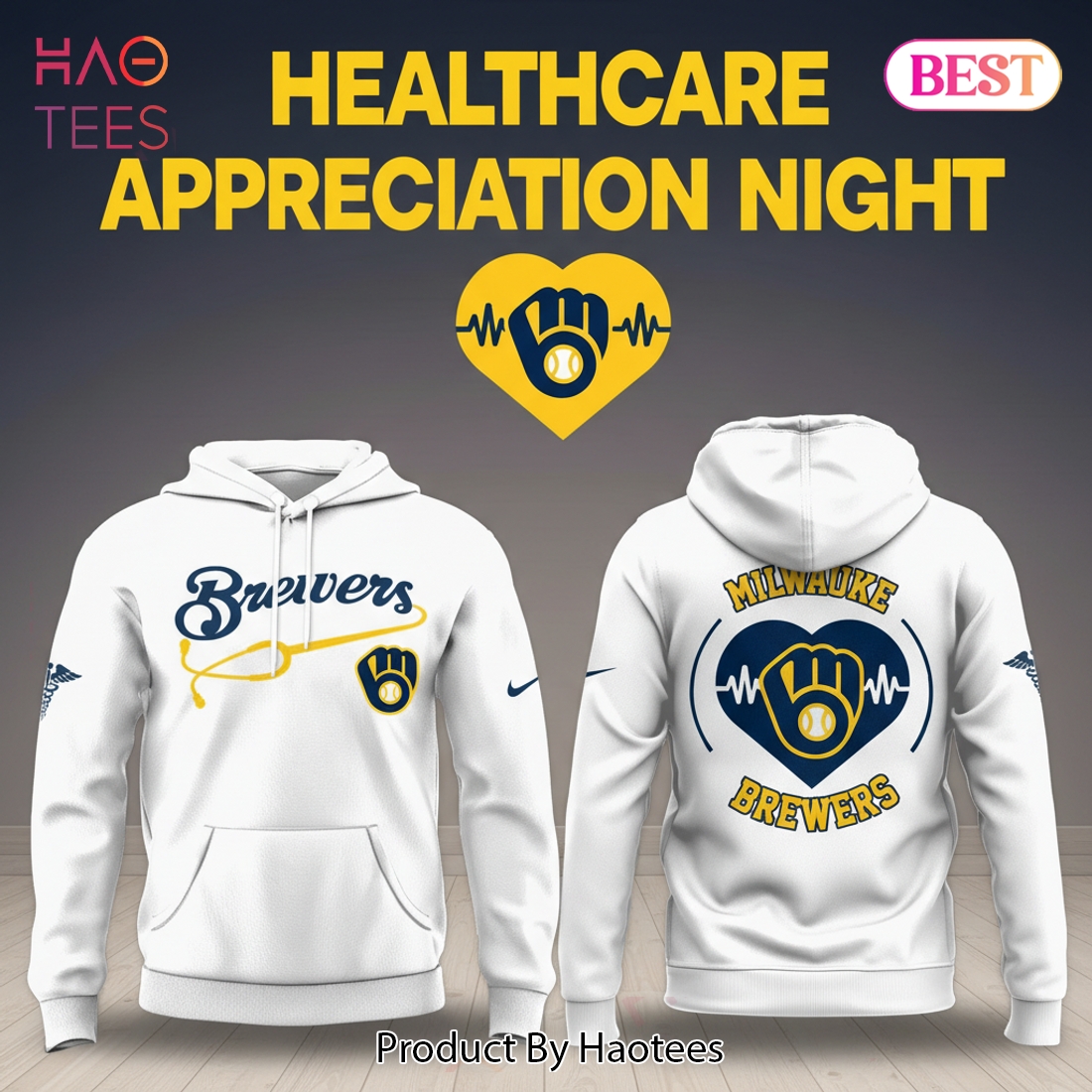 Milwaukee Brewers Healthcare Appreciation Stethoscope Hoodie Milwaukee Brewers Healthcare Appreciation Stethoscope Hoodie