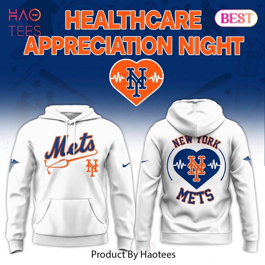 New York Mets Healthcare Appreciation Night Stethoscope Hoodie New York Mets Healthcare Appreciation Night Stethoscope Hoodie