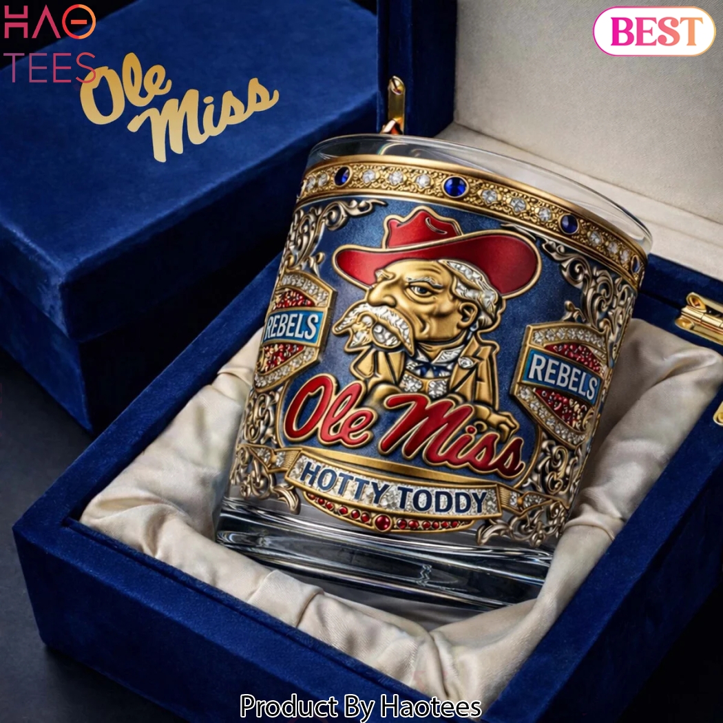 Ole Miss Rebels Hotty Toddy Premium 3D Relief Commemorative Glassware Whiskey Glass