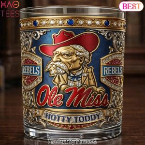 Ole Miss Rebels Hotty Toddy Premium 3D Relief Commemorative Glassware Whiskey Glass