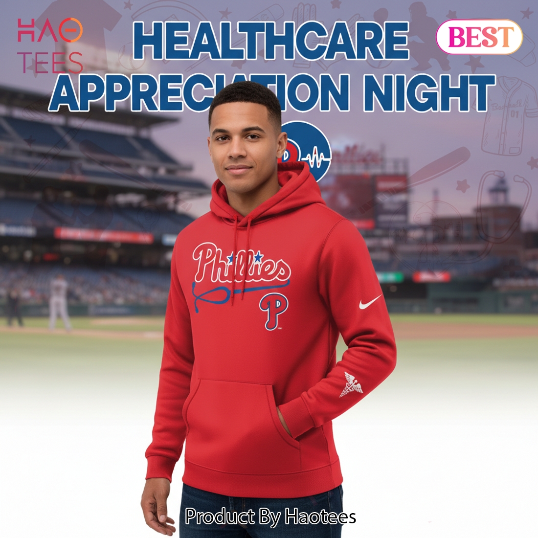 Philadelphia Phillies Healthcare Appreciation Red Pullover Hoodie Philadelphia Phillies Healthcare Appreciation Red Pullover Hoodie