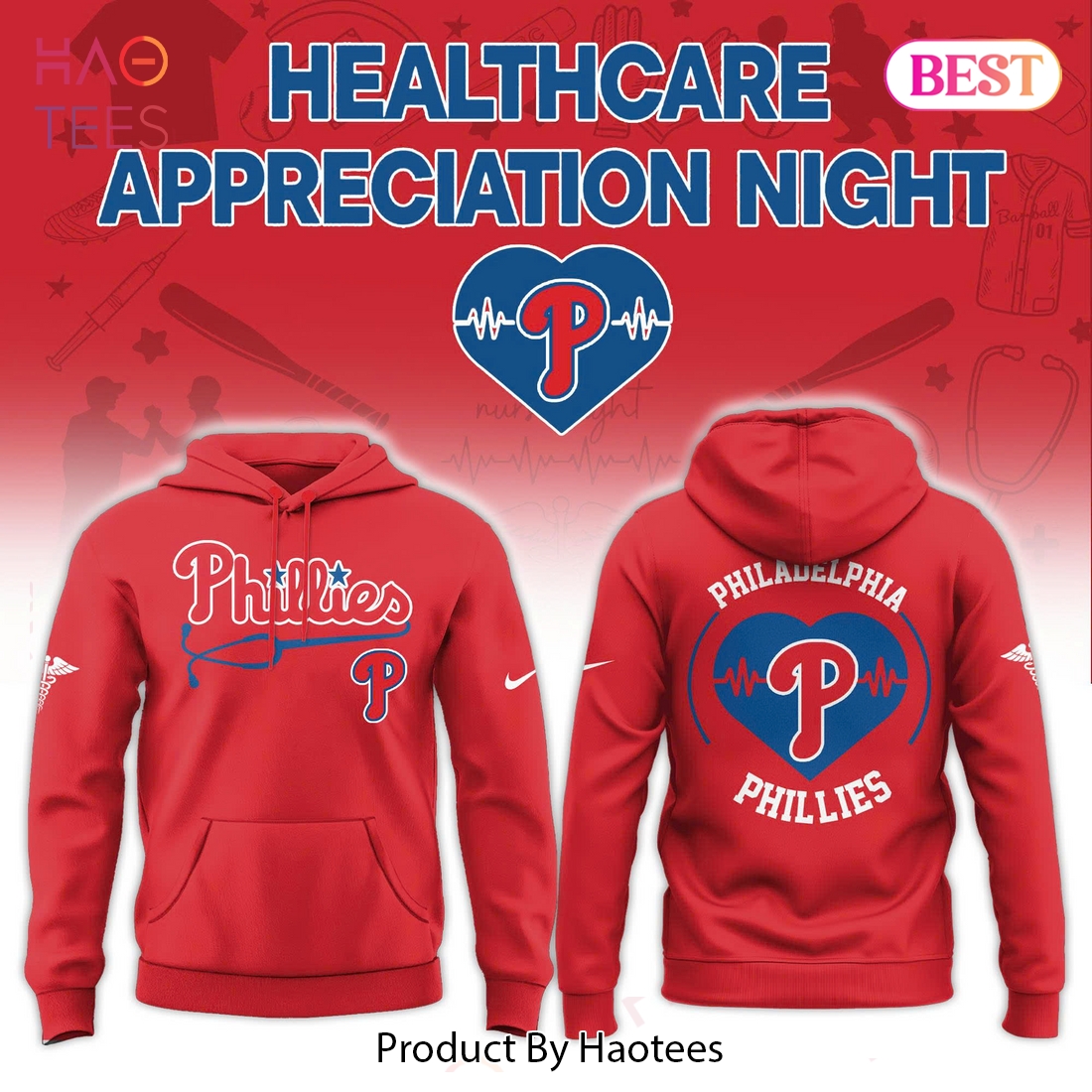 Philadelphia Phillies Healthcare Appreciation Red Pullover Hoodie Philadelphia Phillies Healthcare Appreciation Red Pullover Hoodie