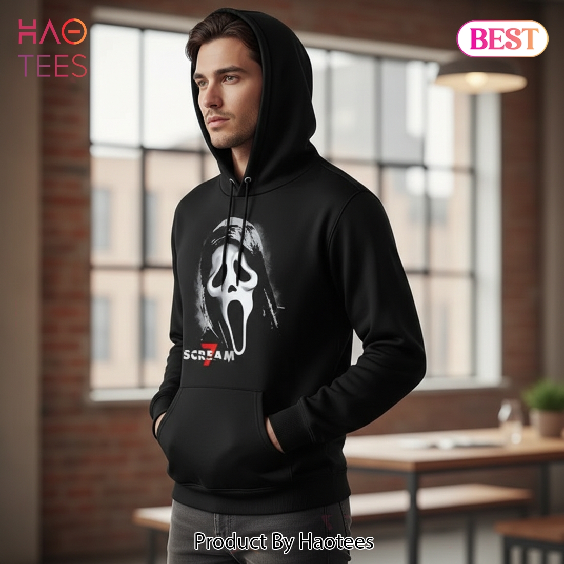 Scream 7 Ghostface Mask Pullover Hoodie Scream 7 Ghostface Mask Pullover Hoodie