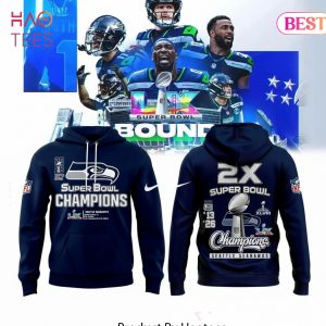 Seattle Seahawks  2026 2X Super Bowl LX Champions Hoodie