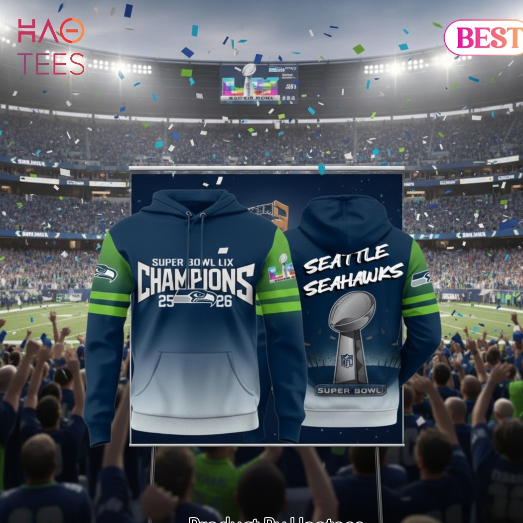 Seattle Seahawks Super Bowl LIX Champions Trophy Hoodie Seattle Seahawks Super Bowl LIX Champions Trophy Hoodie