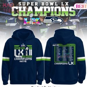 Super Bowl LX Champions Seattle Seahawks Blue Hoodie
