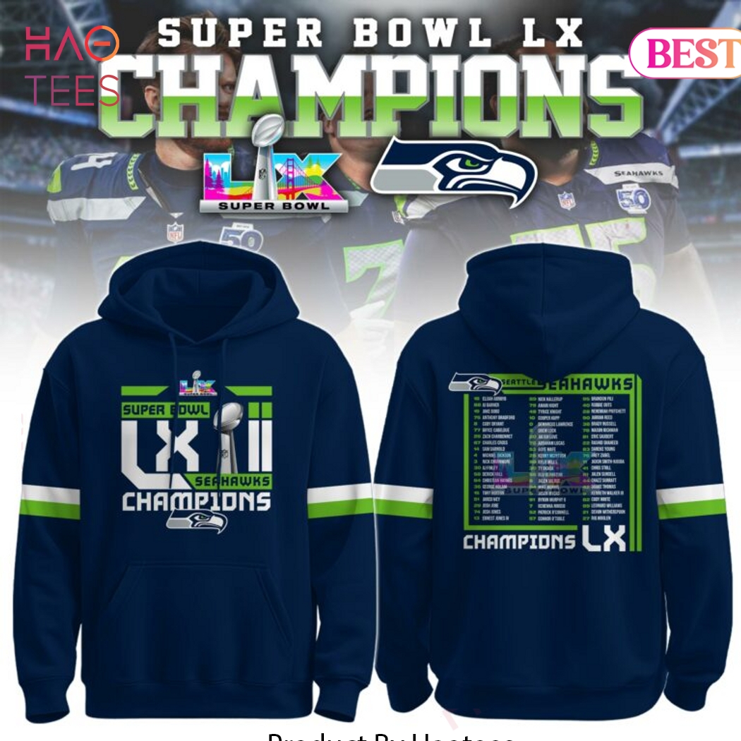 Super Bowl LX Champions Seattle Seahawks Blue Hoodie Super Bowl LX Champions Seattle Seahawks Blue Hoodie