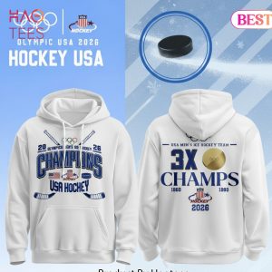 USA Men Ice Hockey Team 3X Champs 1960 1980 2026 Hoodie