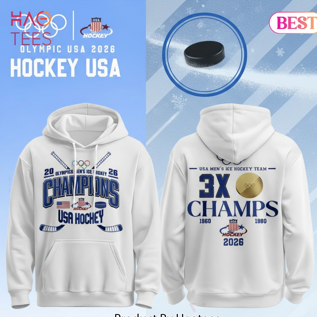 USA Men Ice Hockey Team 3X Champs 1960 1980 2026 Hoodie USA Men Ice Hockey Team 3X Champs 1960 1980 2026 Hoodie