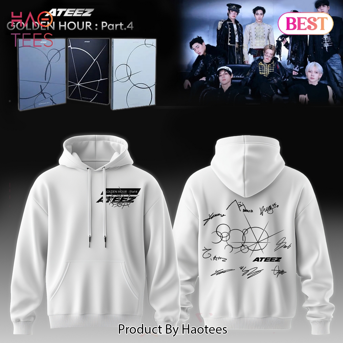 ATEEZ GOLDEN HOUR Part.4 Album Fan Signatures Hoodie ATEEZ GOLDEN HOUR Part.4 Album Fan Signatures Hoodie