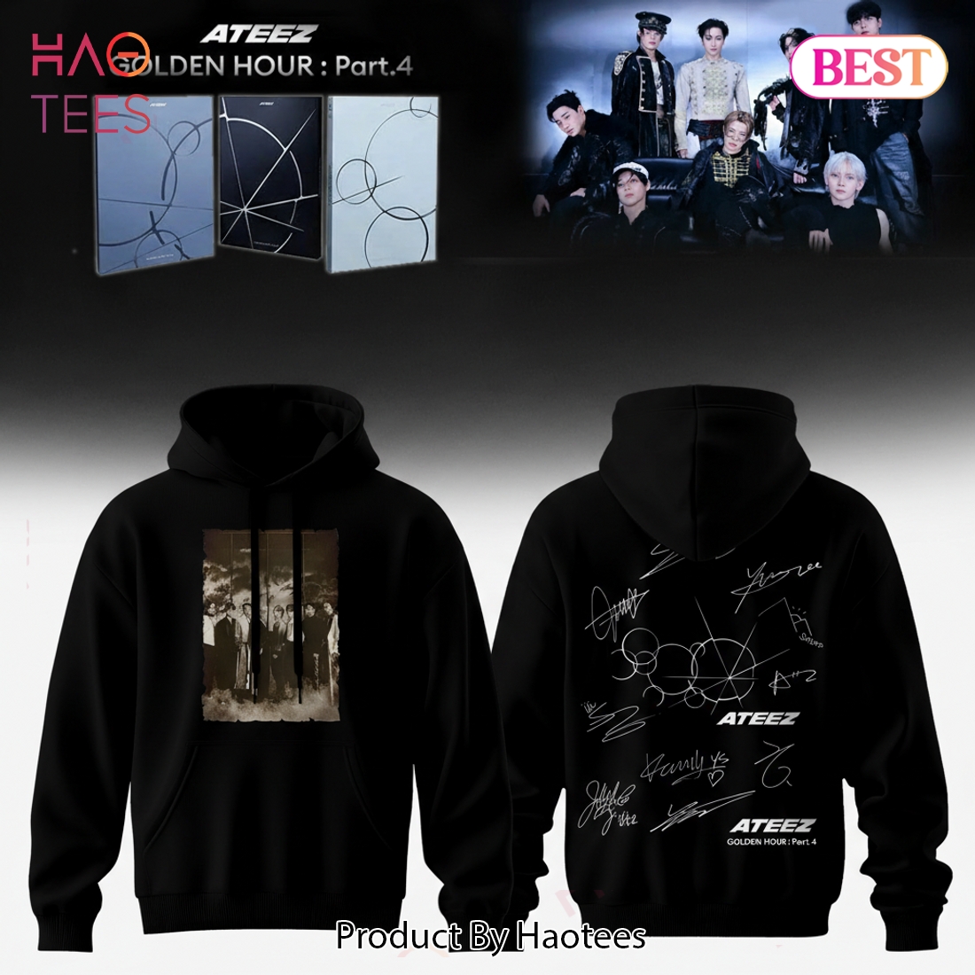 ATEEZ Golden Hour Part 4 K-Pop Album Merchandise Hoodie ATEEZ Golden Hour Part 4 K-Pop Album Merchandise Hoodie
