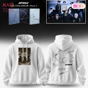 ATEEZ GOLDEN HOUR_ Part.4 Member Photo & Signatures White Hoodie