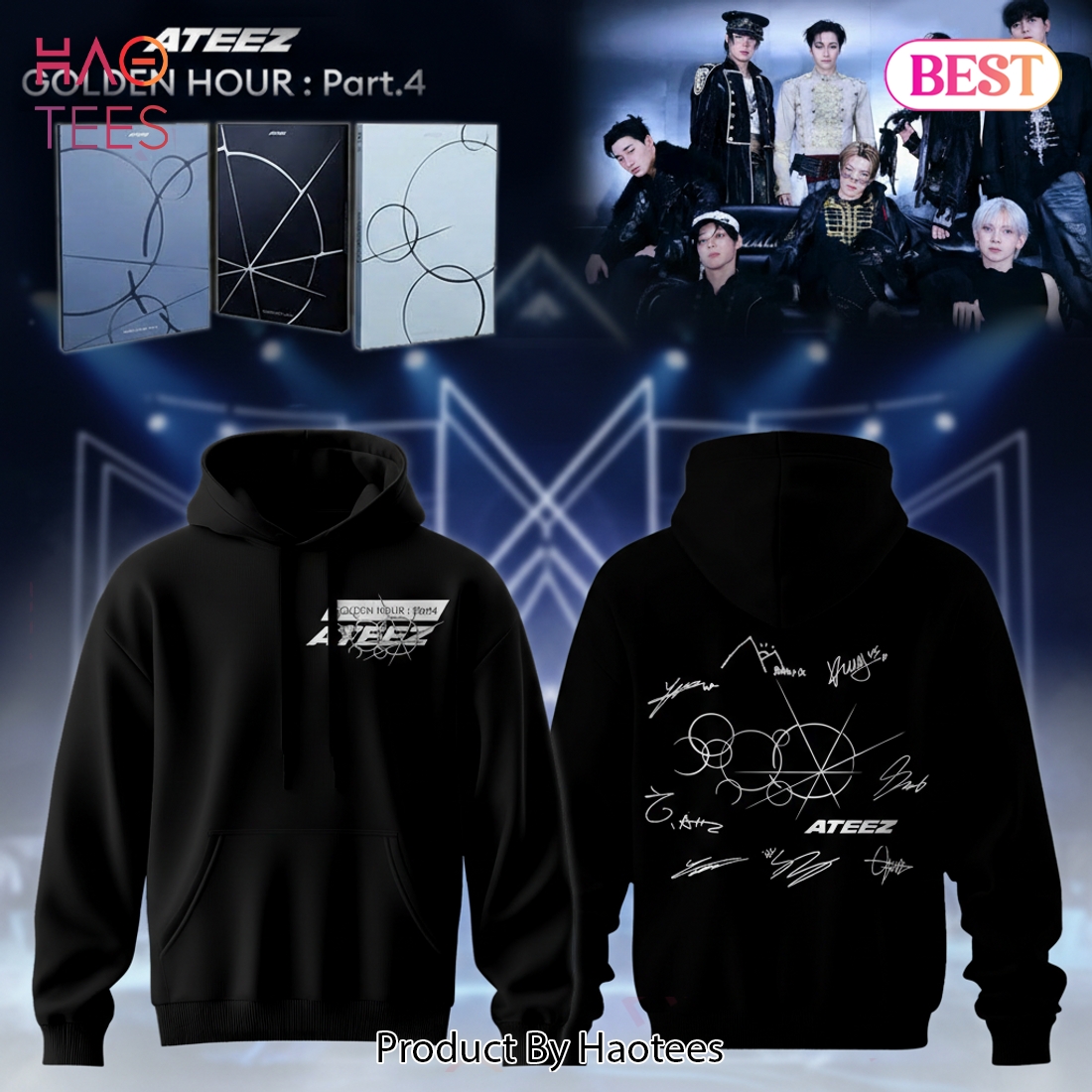 ATEEZ GOLDEN HOUR Part.4 Signatures K-Pop Hoodie ATEEZ GOLDEN HOUR Part.4 Signatures K-Pop Hoodie