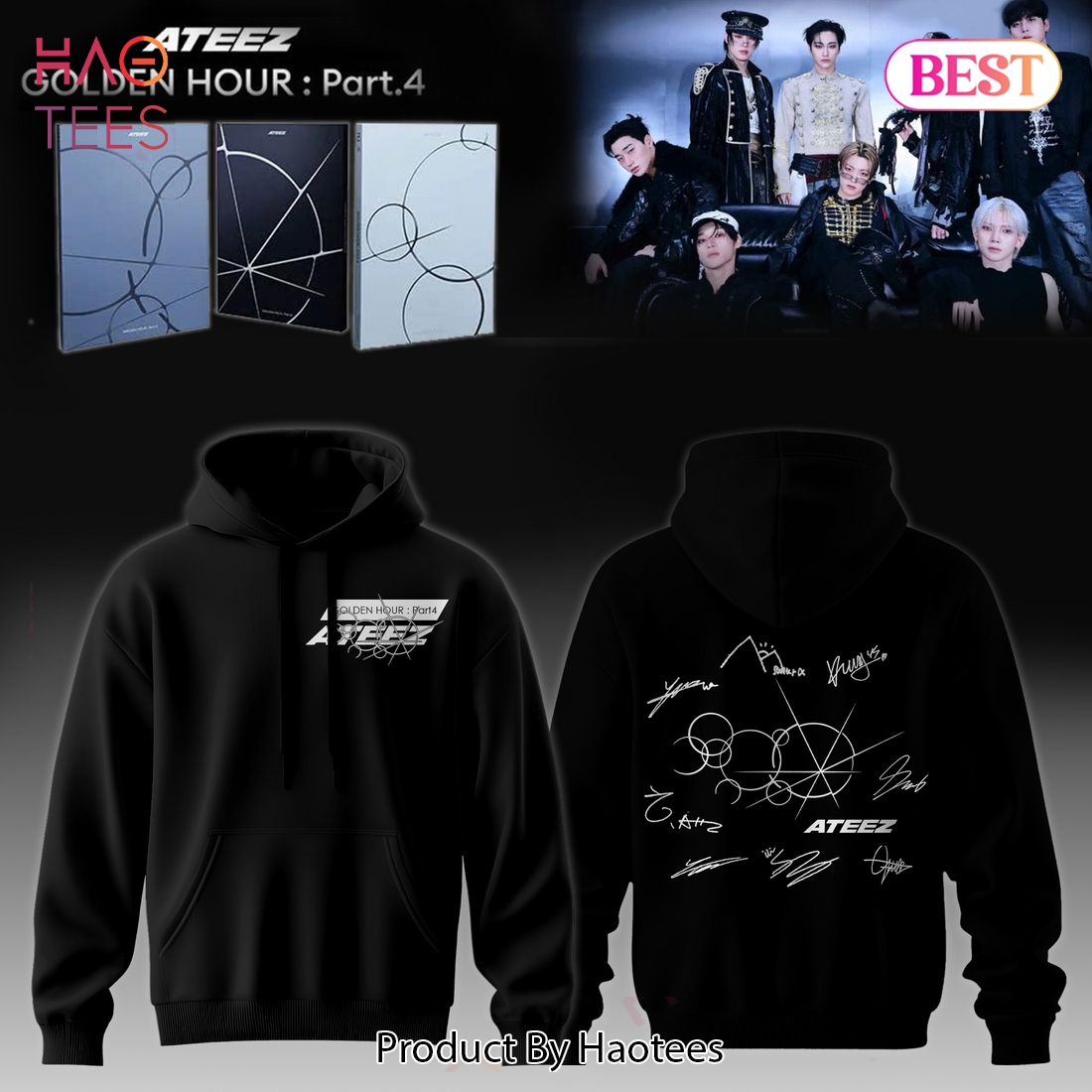 ATEEZ GOLDEN HOUR Part.4 Signatures K-Pop Hoodie ATEEZ GOLDEN HOUR Part.4 Signatures K-Pop Hoodie