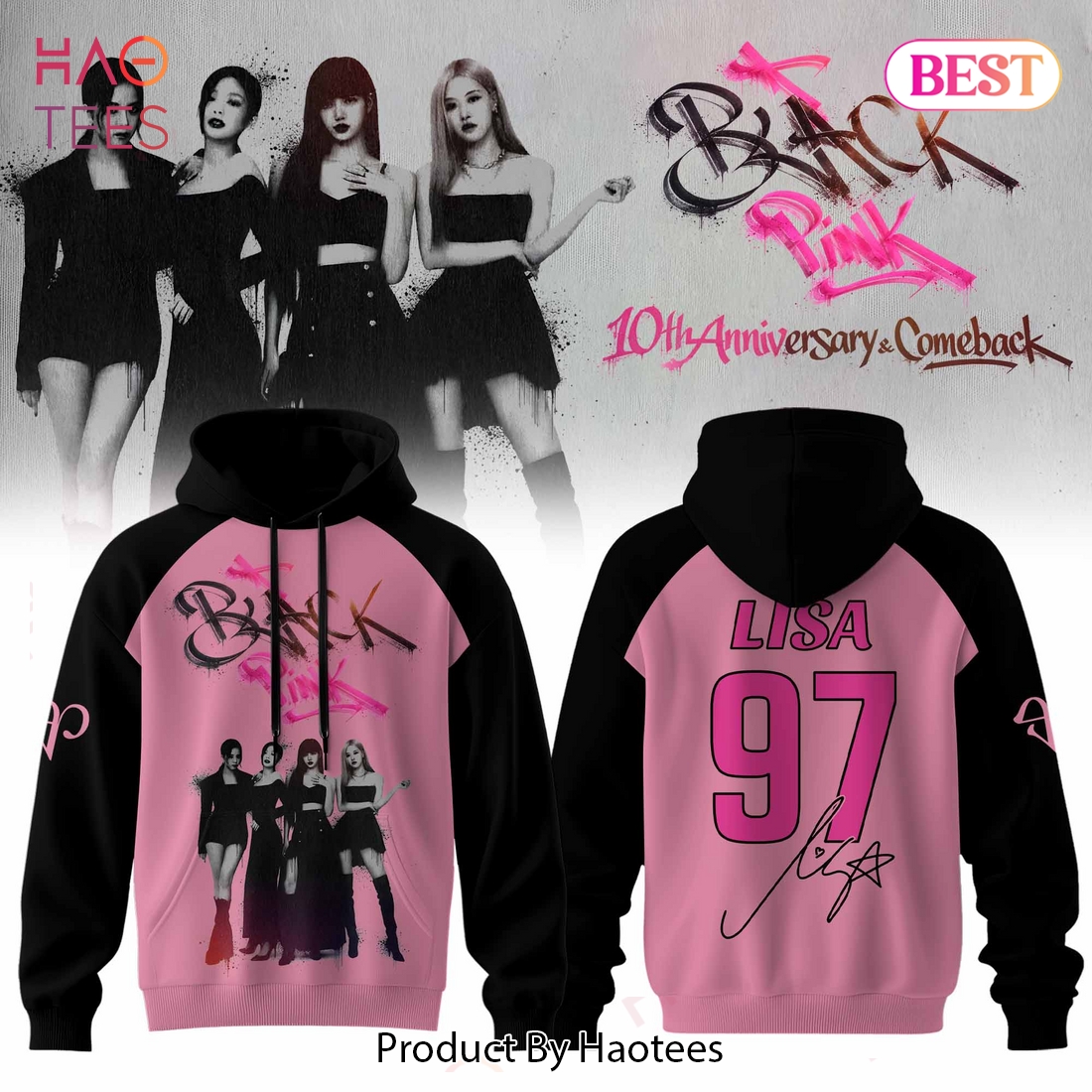 BLACKPINK 10th Anniversary Comeback Lisa 97 Kpop Hoodie BLACKPINK 10th Anniversary Comeback Lisa 97 Kpop Hoodie