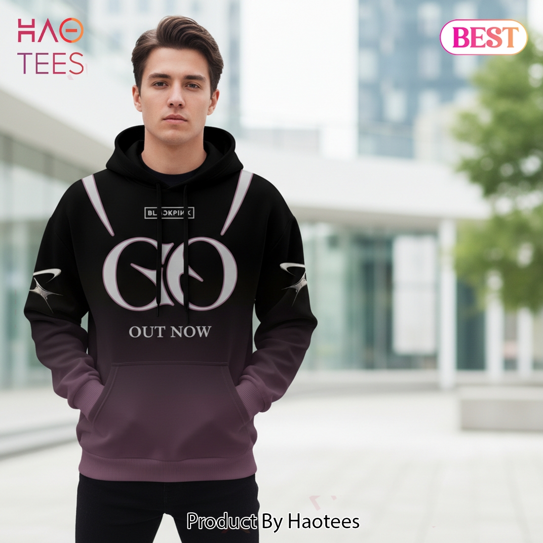 BLACKPINK GO OUT NOW Ombre Member Eyes Graphic Hoodie BLACKPINK GO OUT NOW Ombre Member Eyes Graphic Hoodie