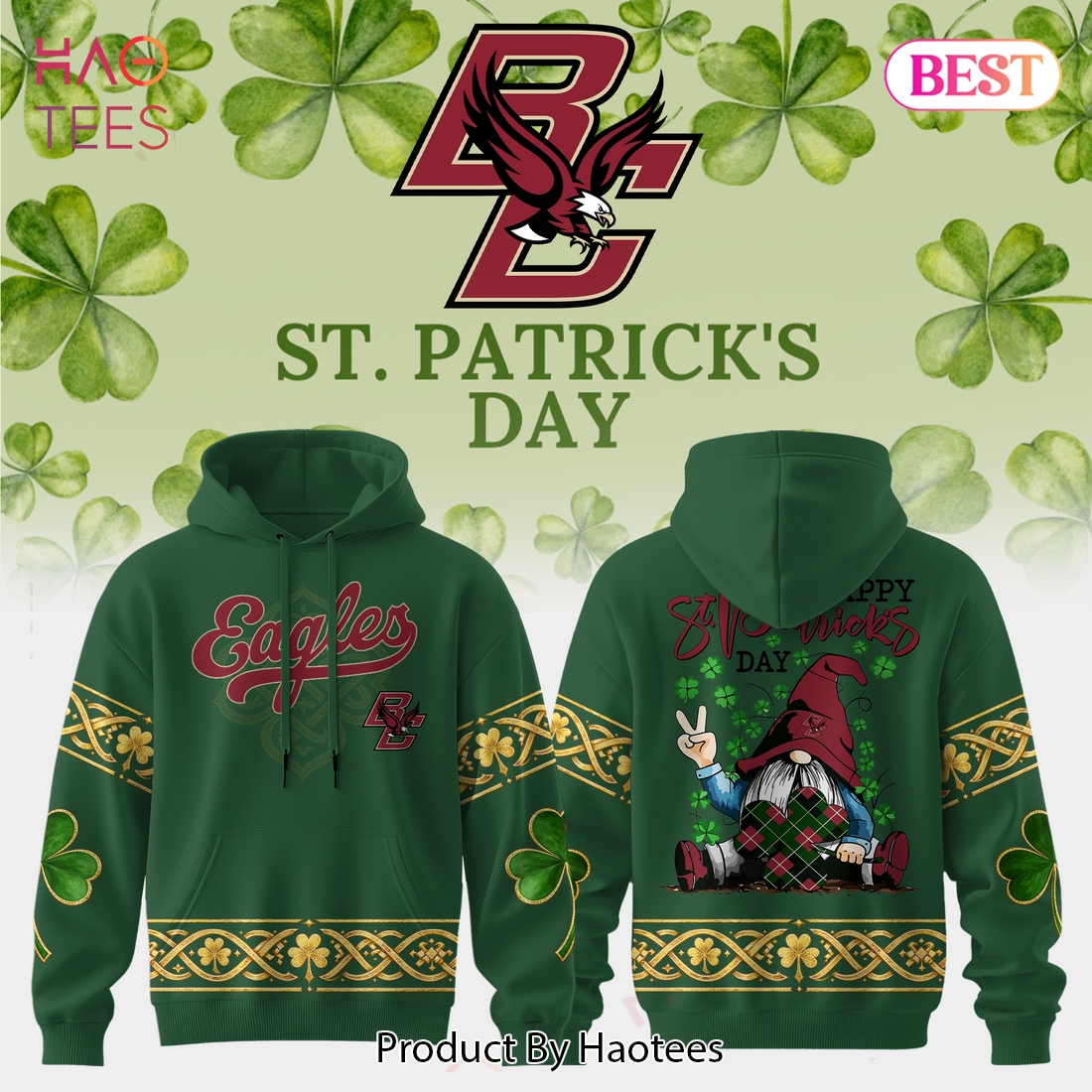 Boston College Eagles St. Patrick Day Hoodie Boston College Eagles St. Patrick Day Hoodie