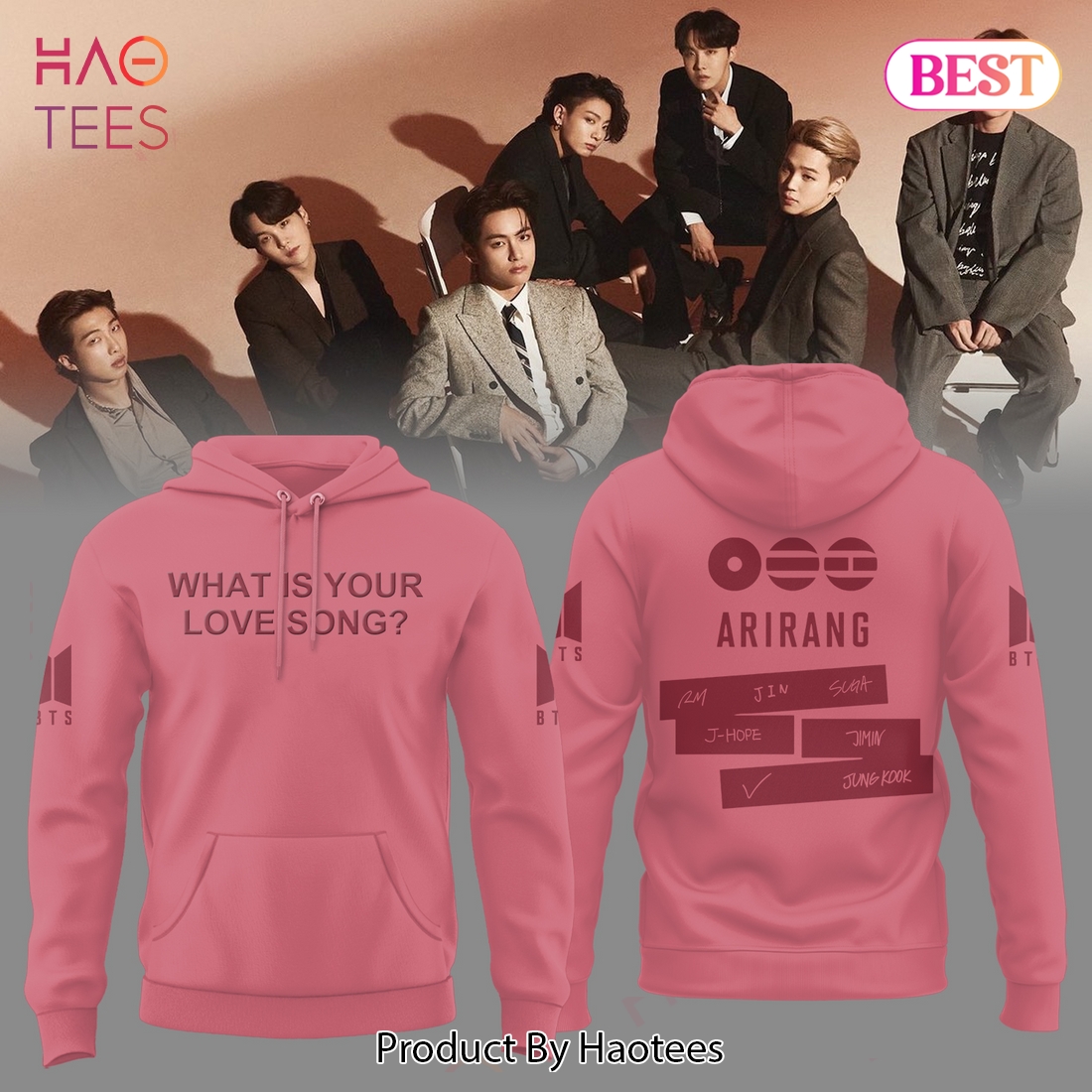 BTS What Is Your Love Song Pink Hoodie
