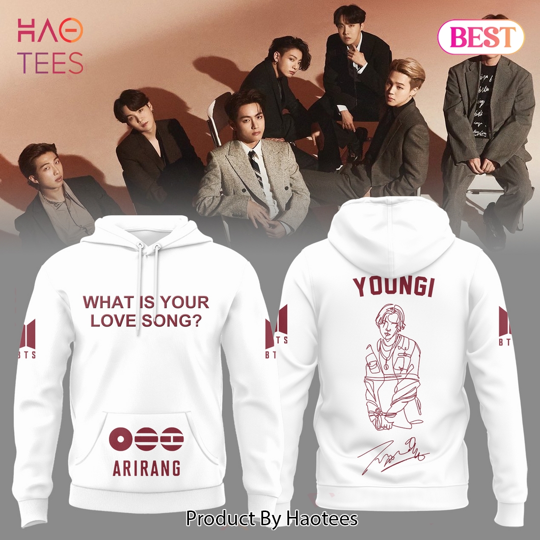 BTS Youngi What Is Your Love Song White Hoodie BTS Youngi What Is Your Love Song White Hoodie