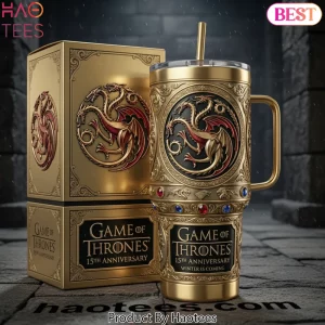 Game of Thrones 15th Anniversary Premium Gold Targaryen Dragon 40oz Tumbler