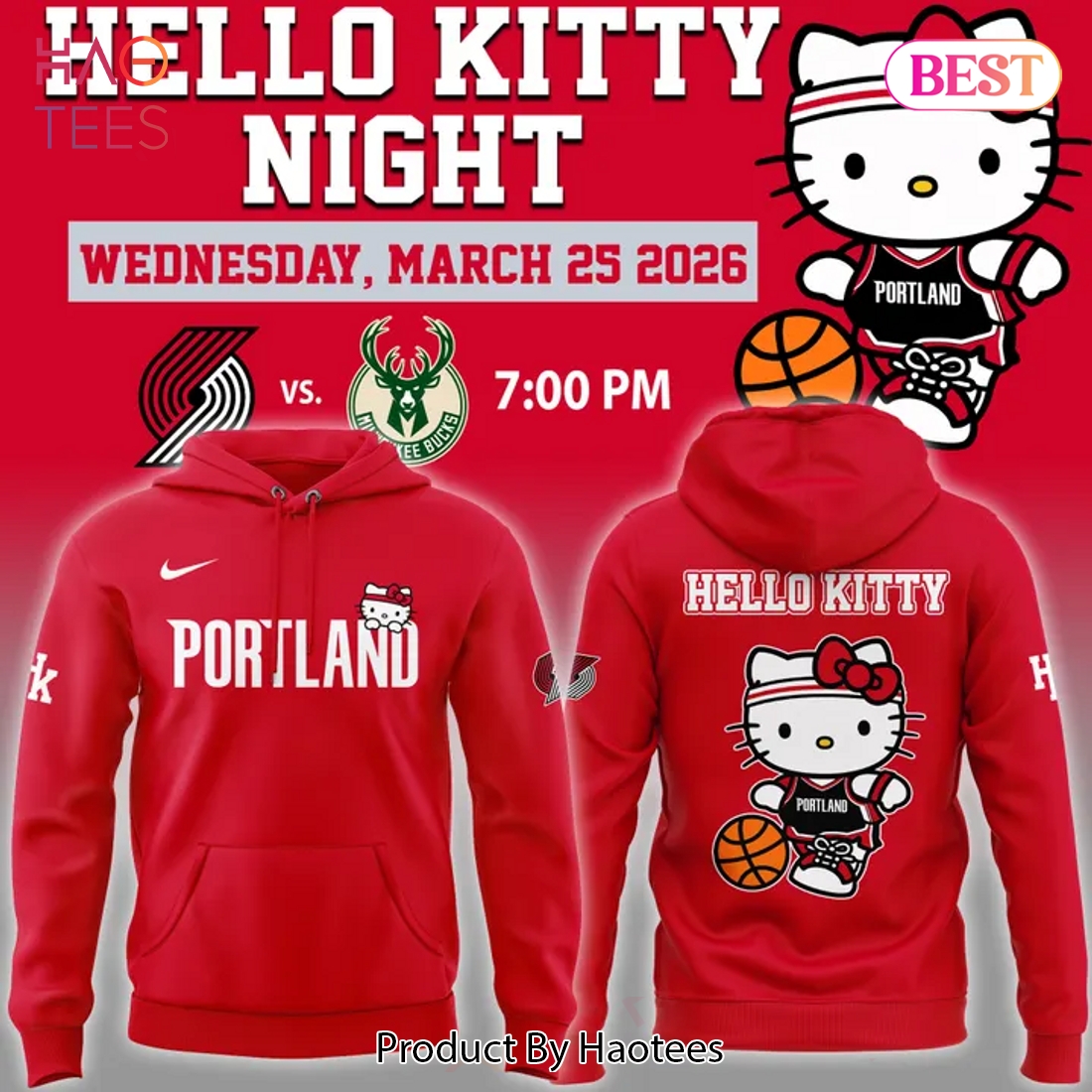 Portland Trail Blazers x Hello Kitty Hoodie Portland Trail Blazers x Hello Kitty Hoodie