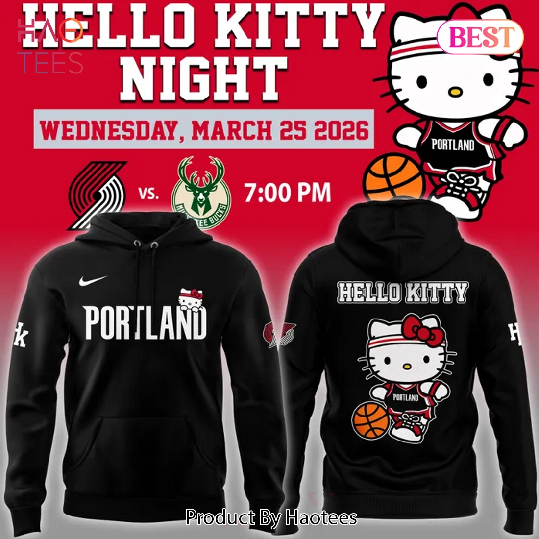 Portland Trail Blazers x Hello Kitty Night Hoodie Portland Trail Blazers x Hello Kitty Night Hoodie