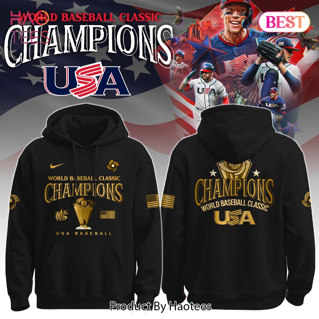 USA World Baseball Classic Champions Hoodie - Black USA World Baseball Classic Champions Hoodie - Black