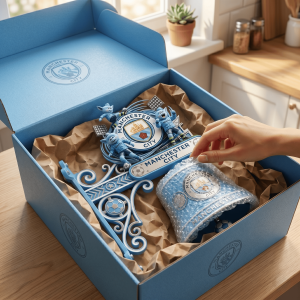 Manchester City Official Premium Sky Blue Mascots & Crest Wall Bell