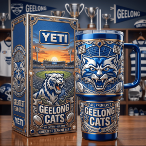 Geelong Cats AFL YETI Collector’s Edition Luxury 3D Insulated 40oz Tumbler With Handle