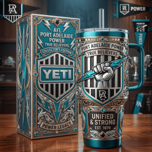 Port Adelaide Power AFL True Believers Collector’s Edition Premium 40oz YETI Insulated Tumbler With Handle