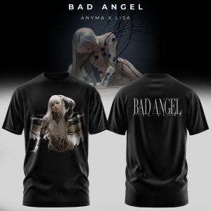 Anyma x Lisa Bad Angel Cyberpunk Portrait Black Graphic T-Shirt