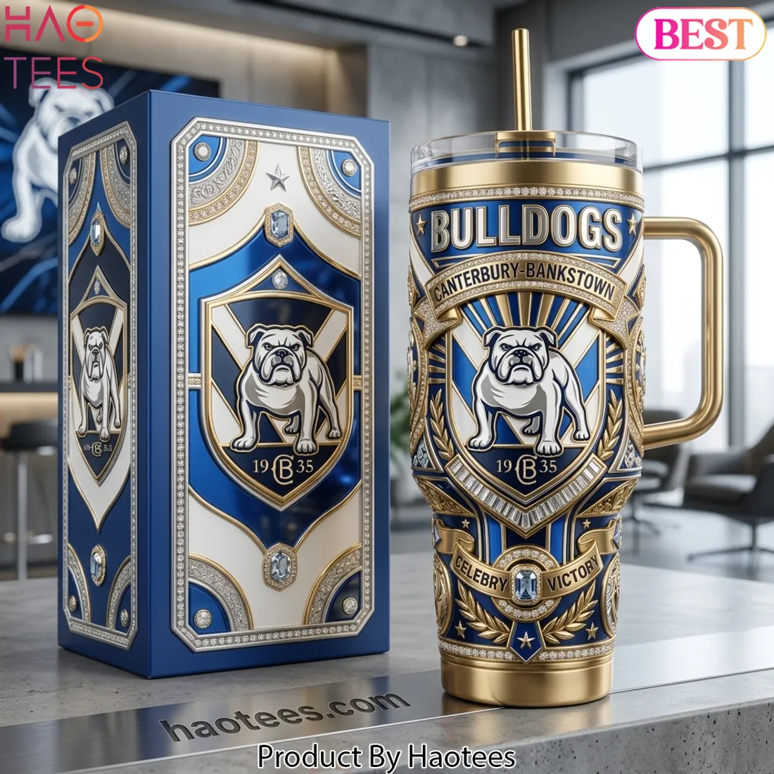 Canterbury-Bankstown Bulldogs Luxury Gold 40oz Tumbler with Handle