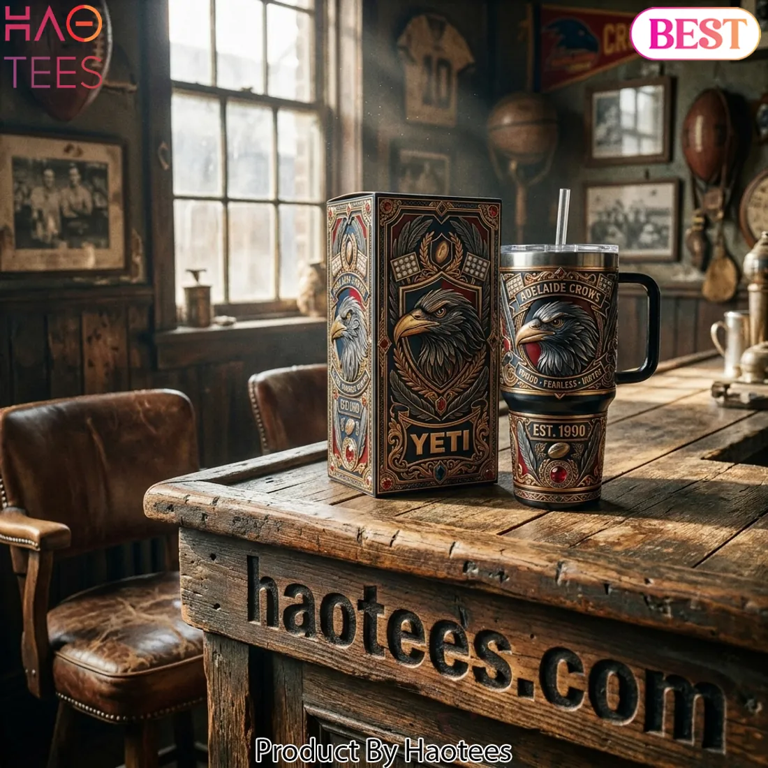 Adelaide Crows Proud Fearless United Est 1990 Ornate Eagle Design 40oz Tumbler With Handle Adelaide Crows Proud Fearless United Est 1990 Ornate Eagle Design 40oz Tumbler With Handle