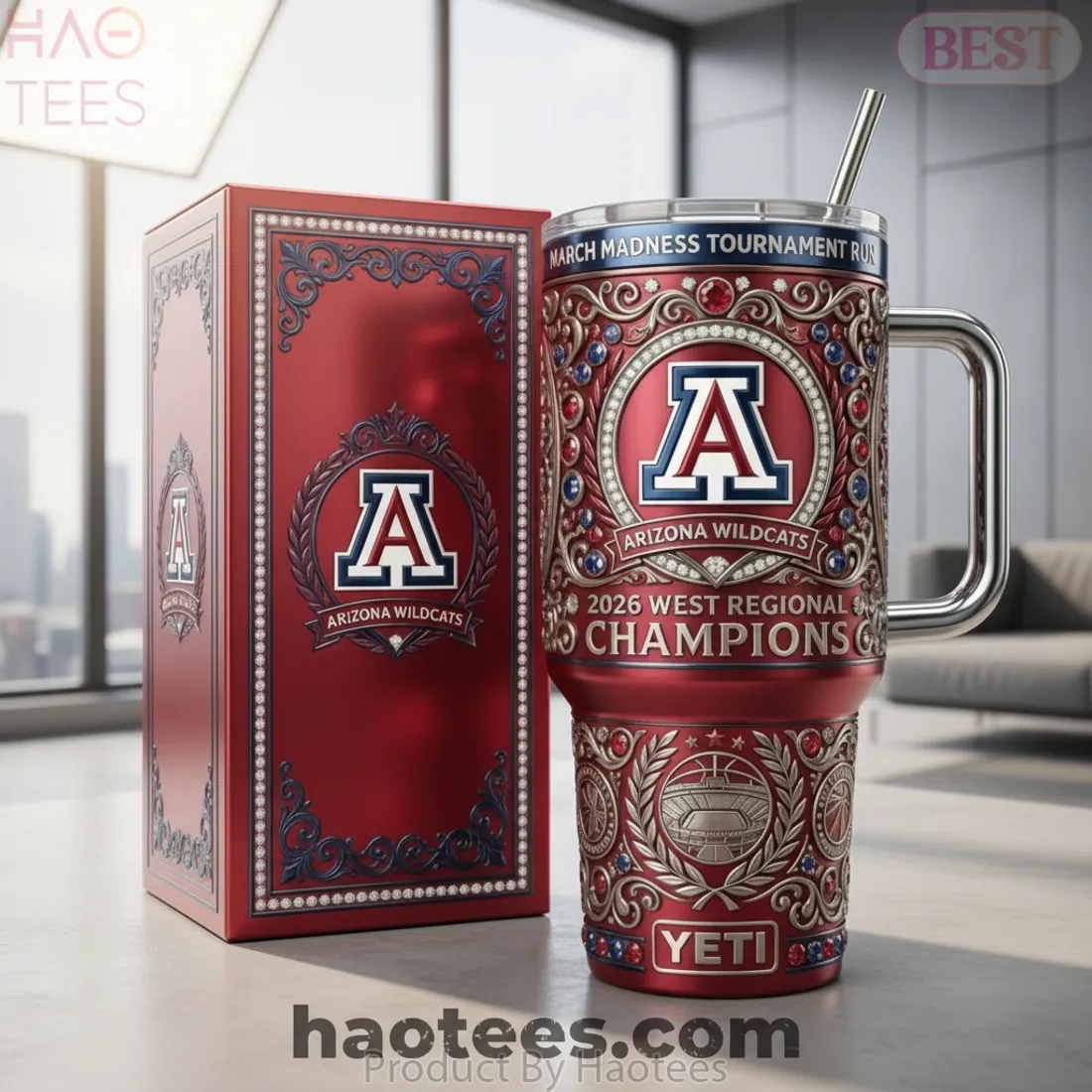 Arizona Wildcats 2026 March Madness West Regional Champions Commemorative YETI Handled Tumbler